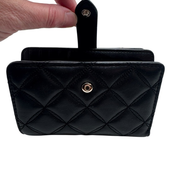 Kate Spade Natalia Quilted Leather Medium Compact Bifold Wallet in Black - Picture 8 of 13
